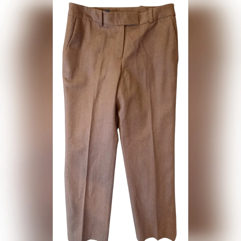 Brooks Brothers Dress Pants Womans 4 Petite Brown Wool-Cashmere Formal Preppy